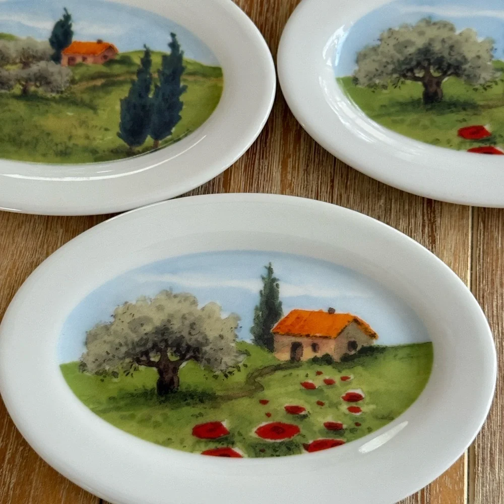 Vintage Susanne Riette Boston Warehouse Hand-Painted Tid Bit Plates Set of Four